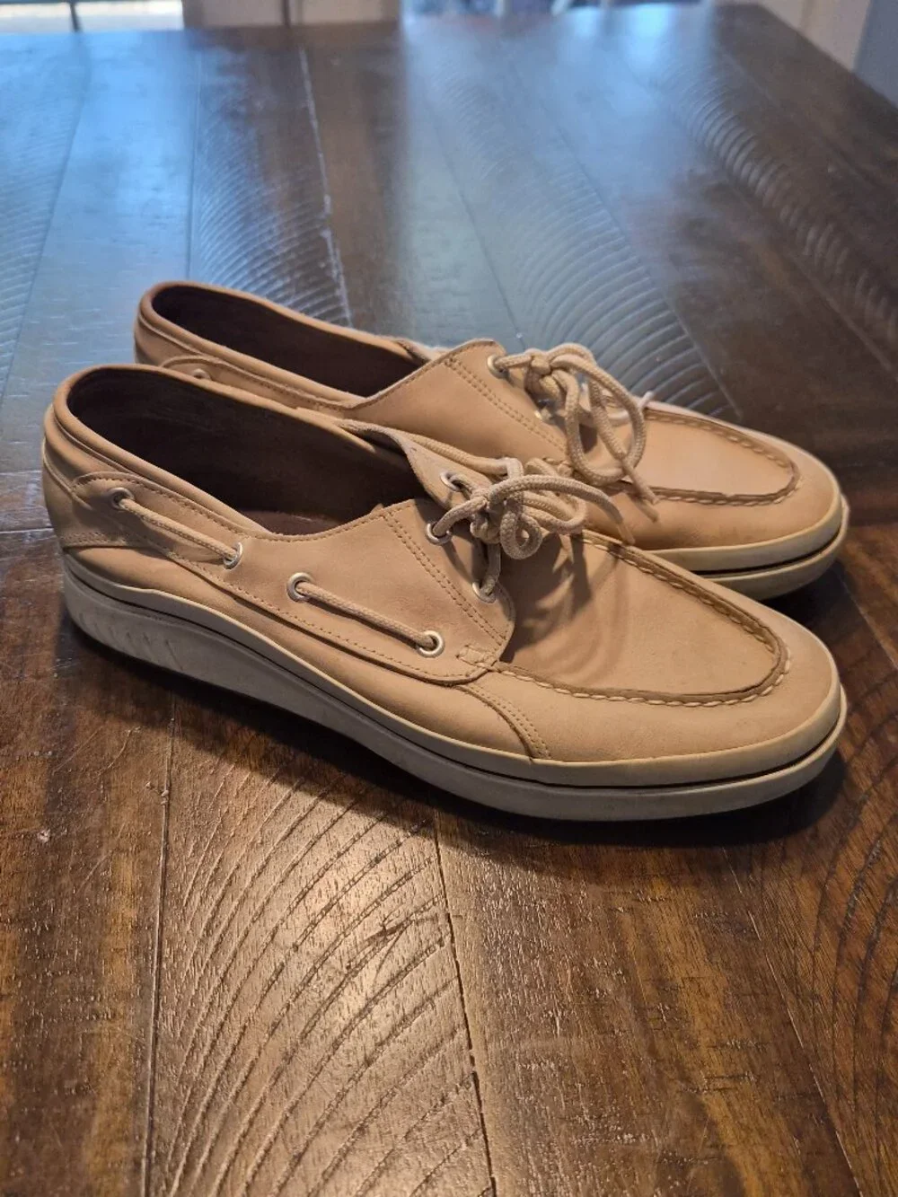 Sperry Top Sider Cream Leather Boat Shoes Lace Up 0884122 Men's Sz 10.5M